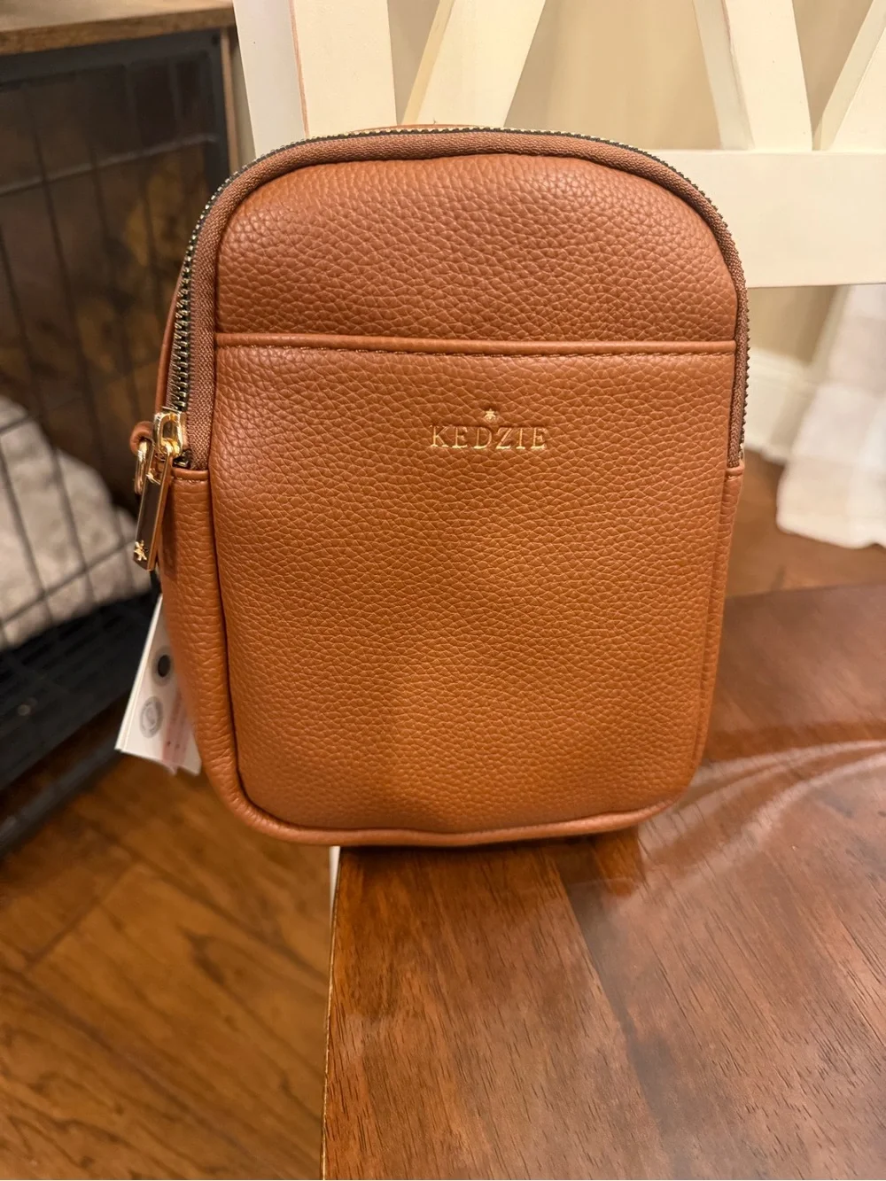 Kedzie Tan Pebbled Leather Crossbody Pouch